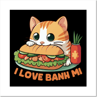 Cat Eating Banh Mi Posters and Art